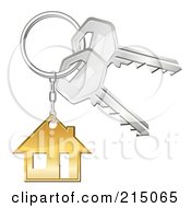Golden House Keychain On A Ring With Keys