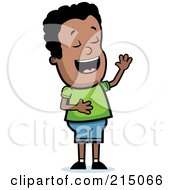 Poster, Art Print Of Black Boy Touching His Belly And Laughing