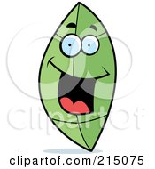 Royalty Free RF Clipart Illustration Of A Happy Green Leaf With A Big Smile