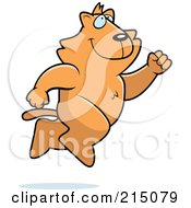 Royalty Free RF Clipart Illustration Of A Happy Orange Cat Leaping by Cory Thoman