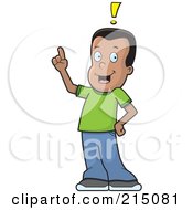 Royalty Free RF Clipart Illustration Of A Happy Black Boy With An Idea