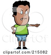 Royalty Free RF Clipart Illustration Of A Mad Black Boy Pointing by Cory Thoman