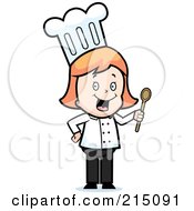 Royalty Free RF Clipart Illustration Of A Happy Chef Woman Holding A Spoon by Cory Thoman