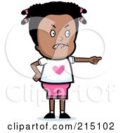 Royalty Free RF Clipart Illustration Of A Mad Black Girl Pointing by Cory Thoman