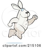 Royalty Free RF Clipart Illustration Of A Happy White Rabbit Leaping by Cory Thoman