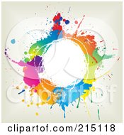 Poster, Art Print Of Colorful Circle Of Splatters Over Off White