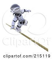 Poster, Art Print Of 3d Robot Nearlying Falling On A Tight Rope