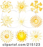 Poster, Art Print Of Digital Collage Of Nine Summer Sun Designs