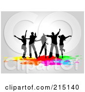 Poster, Art Print Of Silhouetted Dancers Partying Over Colorful Splatters