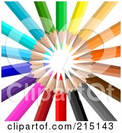 Poster, Art Print Of Colorful Pencils Pointing In A Circle