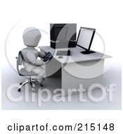 Royalty Free RF Clipart Illustration Of A 3d White Character Playing A Computer Game