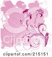 Poster, Art Print Of Background Of Pink Flowers And Grunge On White