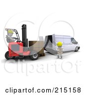 Poster, Art Print Of 3d Forklift Driver Loading Boxes In A Van