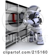 Poster, Art Print Of 3d Robot Looking For A Folder In Archives