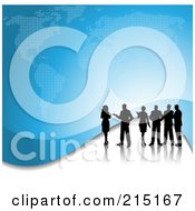Royalty Free RF Clipart Illustration Of Silhouetted International Business People Over A Blue Map
