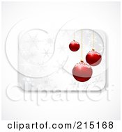 Christmas Gift Card With Red Baubles And Snowflakes