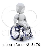 3d White Character Using A Wheelchair