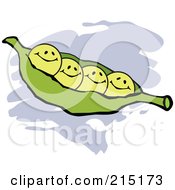 Royalty Free RF Clipart Illustration Of Four Happy Peas In A Pod
