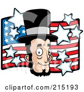 Abe Lincolns Face Over An American Flag