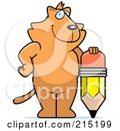 Poster, Art Print Of Cat Standing And Leaning On A Stubby Pencil