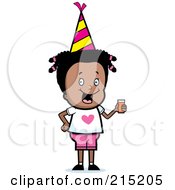 Royalty Free RF Clipart Illustration Of A Black Girl Holding A Beverage At A Party by Cory Thoman