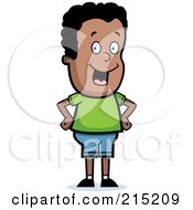 Royalty Free RF Clipart Illustration Of A Happy Black Boy With His Hands On His Hips
