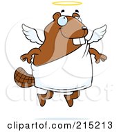 Poster, Art Print Of Flying Angel Beaver With A Halo
