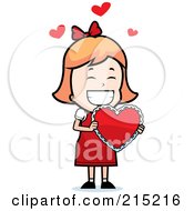 Red Haired Valentine Girl Carrying A Heart