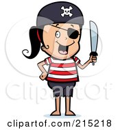 Poster, Art Print Of Pirate Girl Wearing An Eyepatch And Holding A Sword