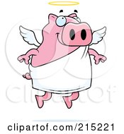Poster, Art Print Of Flying Angel Piggy With A Halo