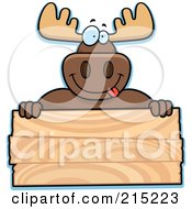 Poster, Art Print Of Goofy Moose Over A Blank Wood Plaque