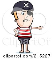 Royalty Free RF Clipart Illustration Of A Mad Pirate Boy Pointing by Cory Thoman
