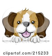 Poster, Art Print Of Cute Beagle Puppy Looking Over A Blank Board