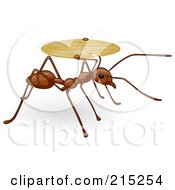 Poster, Art Print Of Cute Brown Ant Carrying A Tray