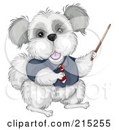 Poster, Art Print Of Cute Doggy Wearing A Shirt And Tie And Using A Pointer Stick