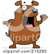 Royalty Free RF Clipart Illustration Of A Chubby Brown Dog Waving