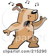 Singing Dog With Music Notes