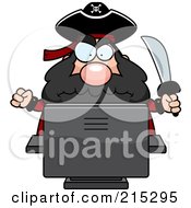 Poster, Art Print Of Grumpy Pirate Using A Computer