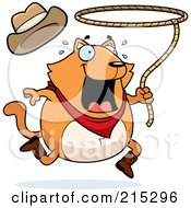 Poster, Art Print Of Chubby Orange Rodeo Cat With A Lasso