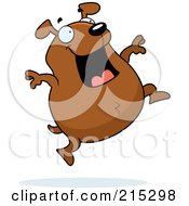 Royalty Free RF Clipart Illustration Of A Chubby Brown Dog Jumping by Cory Thoman