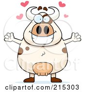Royalty Free RF Clipart Illustration Of A Happy Plump Cow In Love by Cory Thoman