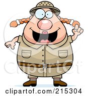 Royalty Free RF Clipart Illustration Of A Plump Safari Woman With An Idea by Cory Thoman