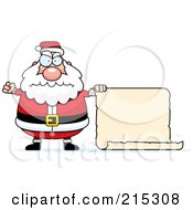 Poster, Art Print Of Plump Angry Santa With A Blank Scroll Sign