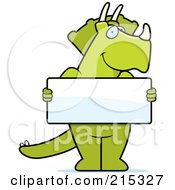 Friendly Triceratops Holding A Blank White Sign