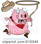 Pink Rodeo Pig Swinging A Lasso