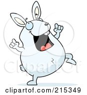 Poster, Art Print Of Chubby White Rabbit Doing A Happy Dance