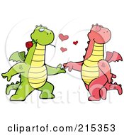 Poster, Art Print Of Romantic Dragon Pair Dancing