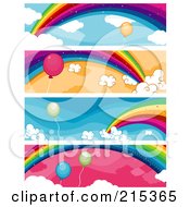Poster, Art Print Of Digital Collage Of Four Balloon And Rainbow Banners