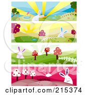 Poster, Art Print Of Digital Collage Of Four Nature And Bunny Banners