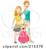Poster, Art Print Of Pretty Mom Standing With Her Two Daughters